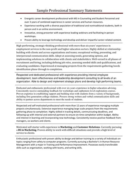 manager professional summary examples.